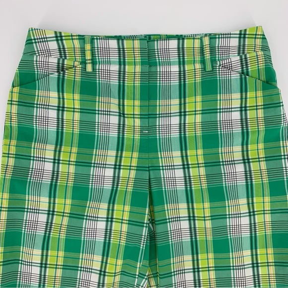 Jones New York Sport Green Plaid Stretch Cotton Blend 11” Shorts, 6 - Picture 3 of 14